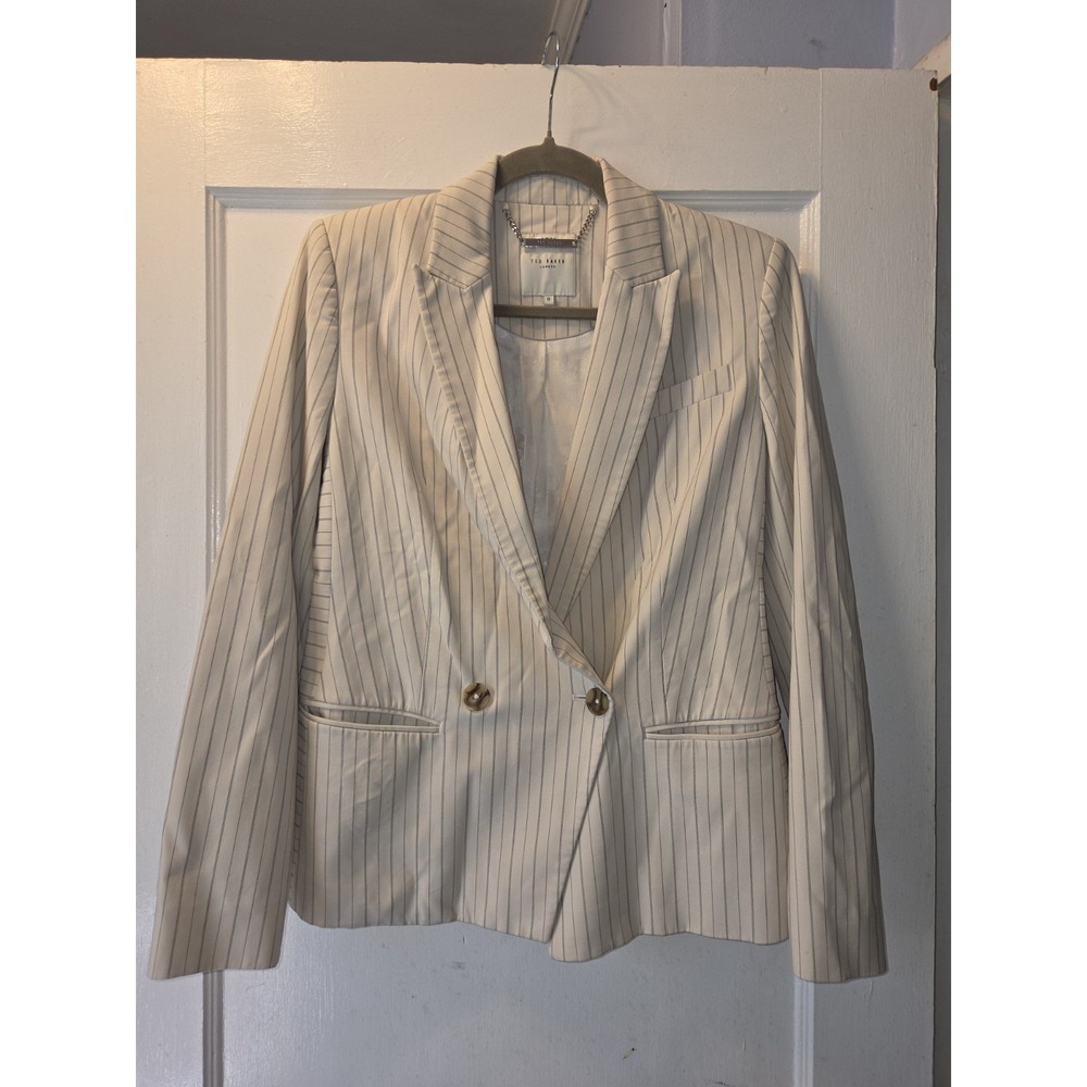 Ted Baker Cream Pinstripe Womens Blazer. Size 0. US 0-2